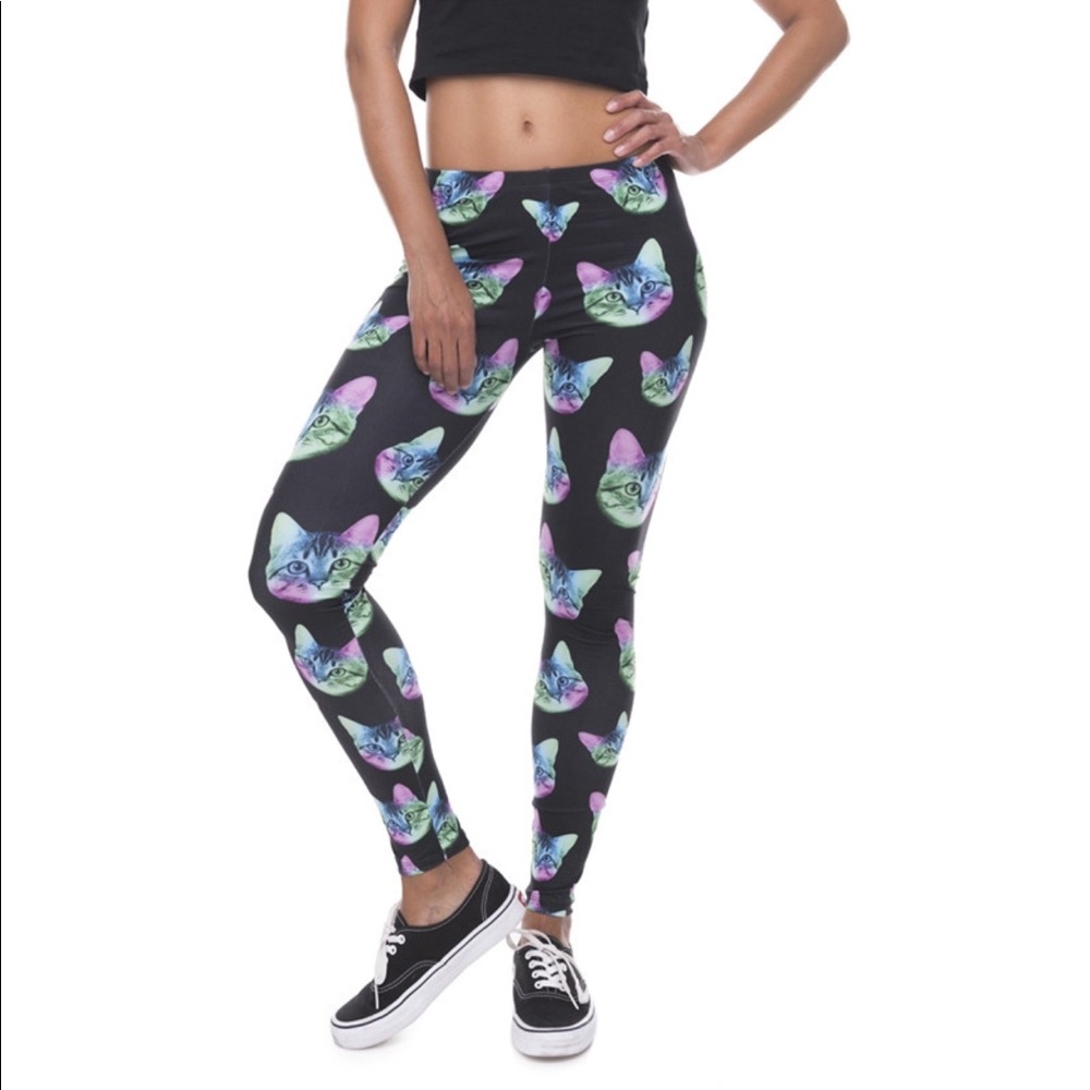 Ultra Soft Leggings- Neon Space Cat